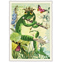 Edition Tausendsch&ouml;n | Ansichtkaart A6 | Kikkerkoning met dwarsfluit [PK1130]