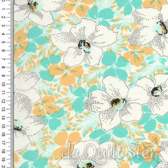 COUPON Fine and Sunny | Alstroe Flower mint/geel [18170-14] 83x110cm