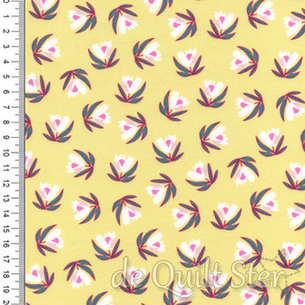 COUPON Penelope | Bloemen zacht-geel [51244-4] 112x110cm