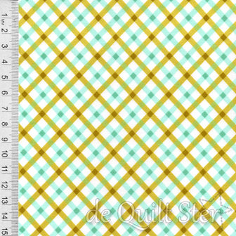 COUPON Flowers For Freya | Ruitjes lime/aqua [23335-11] 124x110cm