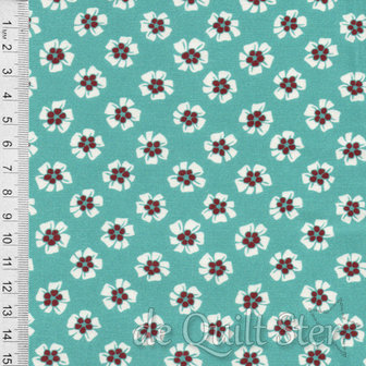1930&#039;s Fabrics | Flower teal [8761Q]