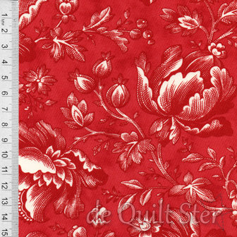 COUPON Cranberries & Cream | Grote Bloemen rood/creme [44260-12] 51x110cm
