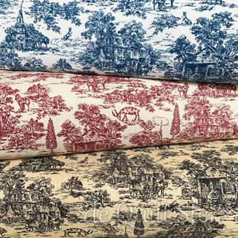 Kim Diehl | Dubbelbreed 274cm Farmhouse Toile Red/Cream [9685]