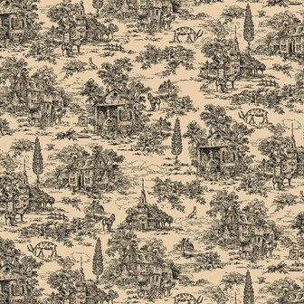 Kim Diehl | Dubbelbreed 274cm Farmhouse Toile Black/Tan [9685]