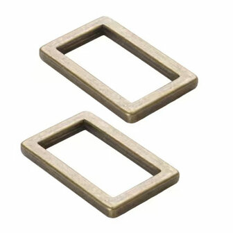 ByAnnie | Recktangle Ring Flat Antique Brass 1&quot; / set van 2 [HAR1RRABTWO]