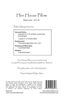 Laundry Basket Quilts | Patroon - Hen House Pillow [LBQ-0654]