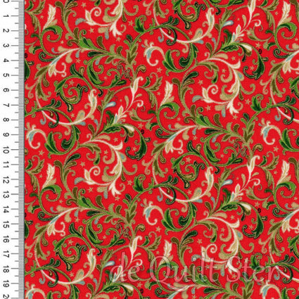 Classic Christmas Foliage| Decorative Scroll Red [2373R]