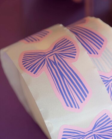Kadostickers | Big Bow Light Fuchsia + Cornflower - 10stuks