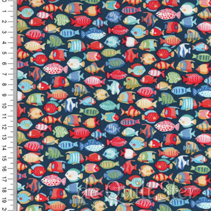 Deep Blue Sea | Fish Shoal Dark Blue [139B8]