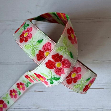 Band | Bloem Roze-Groen 22mm