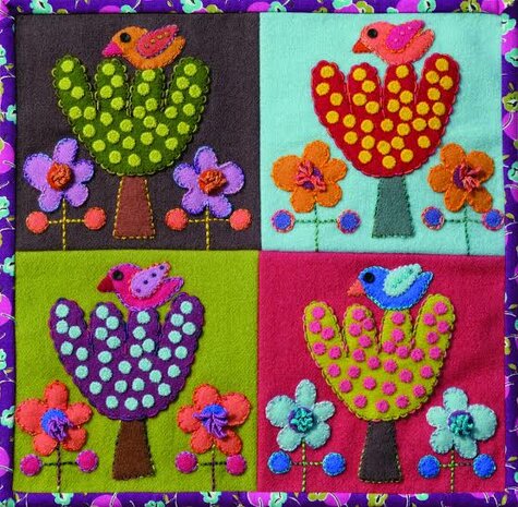 Miniquiltje gemaakt met alle 4 de kleurstellingen