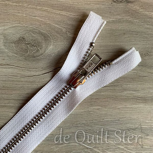 Rits YKK 35cm - Wit/Metaal [501] - deelbaar