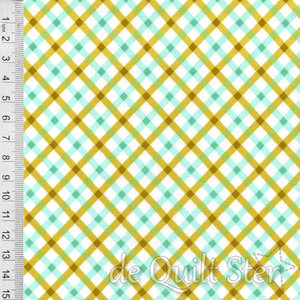 COUPON Flowers For Freya | Ruitjes lime/aqua [23335-11] 124x110cm