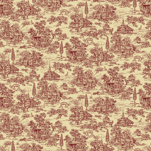 SALE Kim Diehl | Dubbelbreed 274cm Farmhouse Toile Red/Cream [9685]