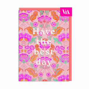 V&A Museum | Dubbele kaart | Neon Floral Pink Arts & Crafts [12591]