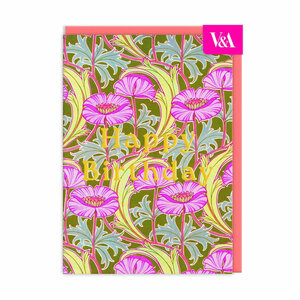 V&A Museum | Dubbele kaart | Neon Floral Pink Poppies [12592]